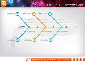 10张彩色细线结构的PPT鱼骨图素材下载-第一PPT