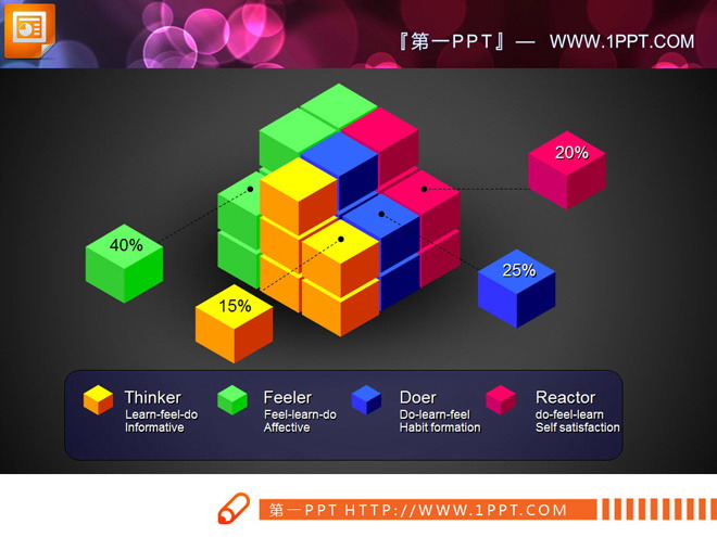 图片[1]-魔方背景的并列组合关系PPT图表-第一PPT