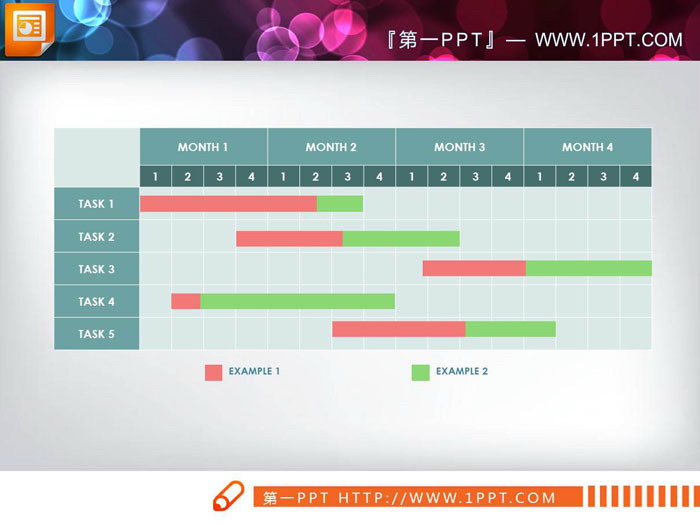 图片[1]-红绿配色扁平化幻灯片甘特图-第一PPT