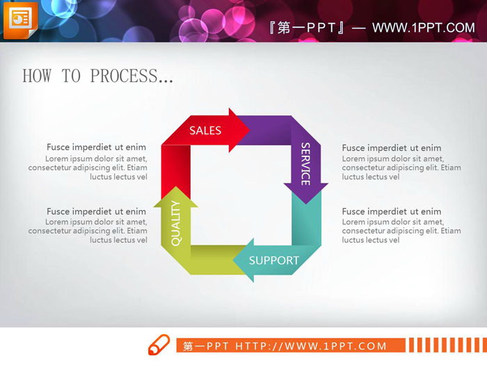 图片[1]-四色方形循环关系PPT图表-第一PPT