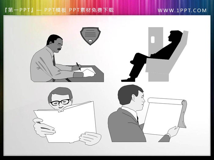 图片[6]-7组灰色商务会议PPT人物剪影-第一PPT