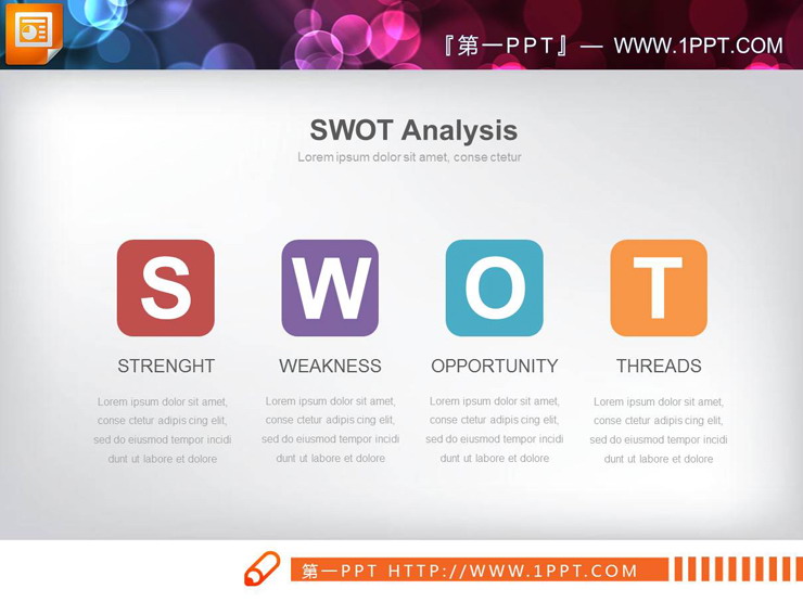图片[1]-圆角矩形设计的swot分析PPT图表-第一PPT