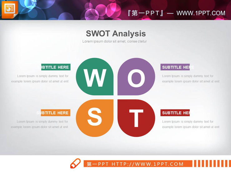 图片[1]-五张花瓣样式的SWOT分析PPT图表-第一PPT