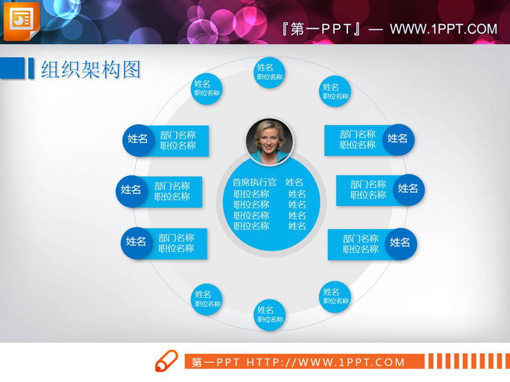 图片[1]-两张蓝色团队成员组织结构图PPT图表-第一PPT