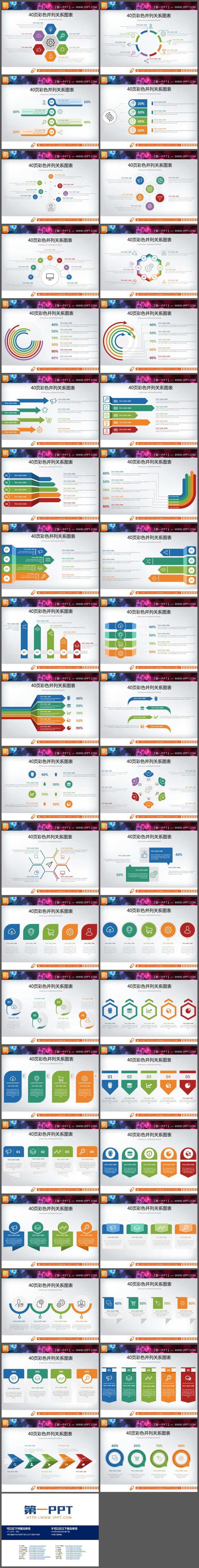 图片[2]-40页彩色并列关系PPT图表合集-第一PPT