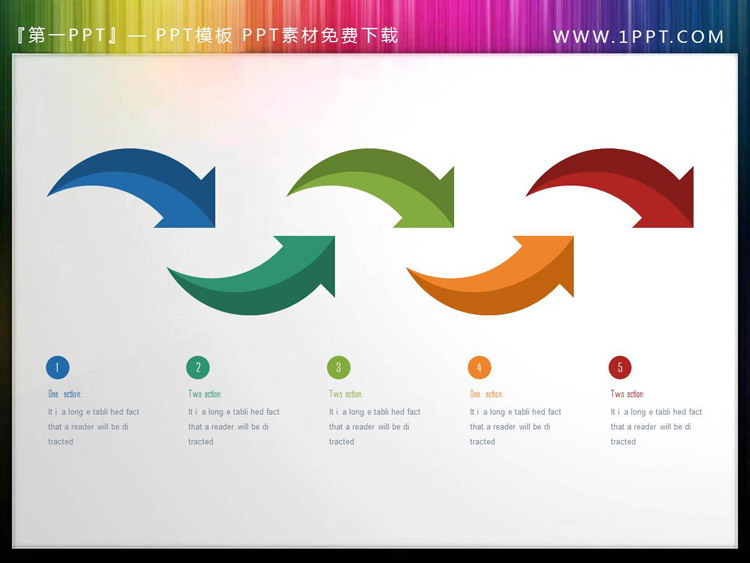 图片[1]-三张彩色五数据项PPT箭头素材-第一PPT