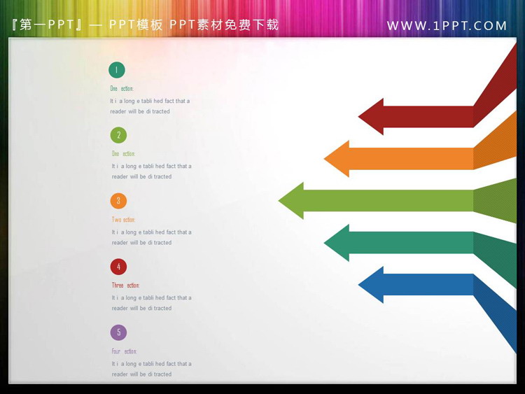 图片[2]-三张彩色五数据项PPT箭头素材-第一PPT