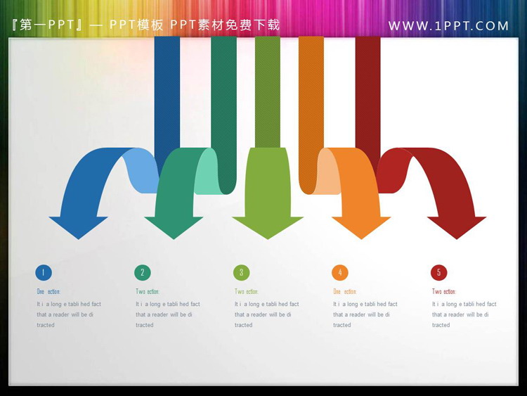 图片[3]-三张彩色五数据项PPT箭头素材-第一PPT