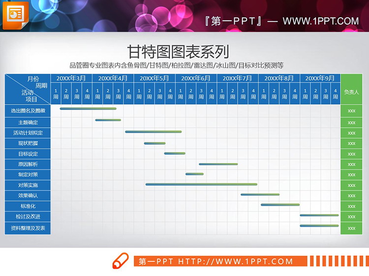 图片[2]-8套彩色扁平化PPT甘特图图表下载-第一PPT