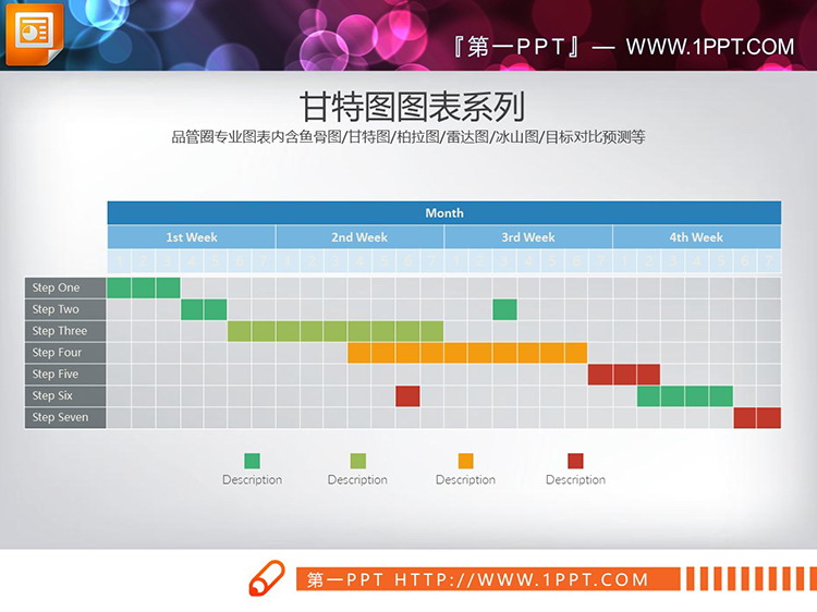 图片[6]-8套彩色扁平化PPT甘特图图表下载-第一PPT