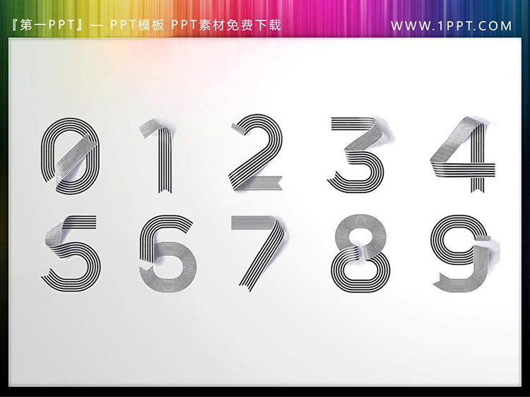 图片[1]-黑白线条构成的0到9数字PPT素材-第一PPT