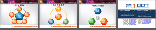 图片[2]-四色立体扩散聚合关系PPT图表-第一PPT
