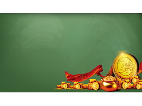 金币聚宝盆金融理财PPT背景图片-第一PPT