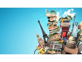 世界著名旅游景点拼图PPT背景图片-第一PPT