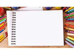 彩色铅笔画笔颜料绘图本PowerPoint背景图片-第一PPT