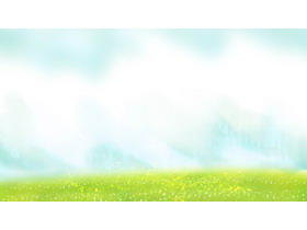 淡雅卡通绿色草地PPT背景图片-第一PPT