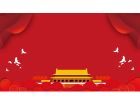 两张红色喜庆国庆节PPT背景图片-第一PPT