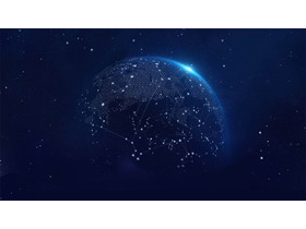 4张具有科技感的蓝色点线星球PPT背景图片-第一PPT