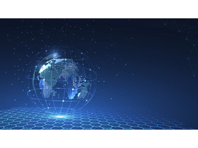蓝色科技感的地球PPT背景图片-第一PPT
