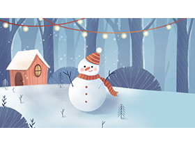 两张卡通冬天的雪人PPT背景图片-第一PPT