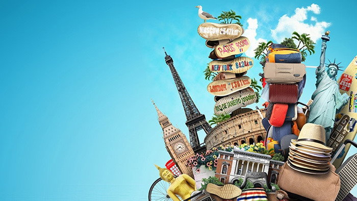 图片[1]-世界著名旅游景点拼图PPT背景图片-第一PPT