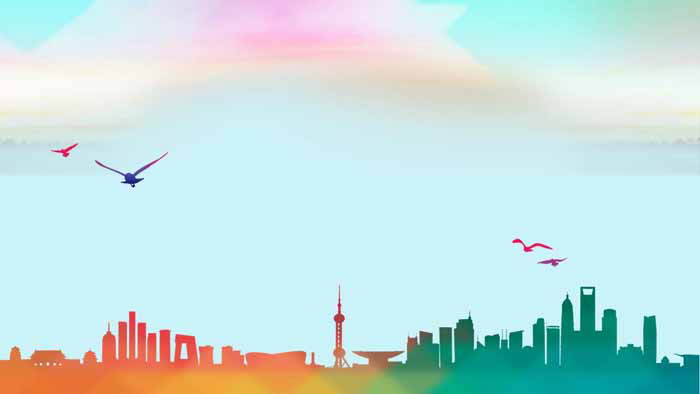 图片[1]-三张彩色清新城市剪影PPT背景图片-第一PPT