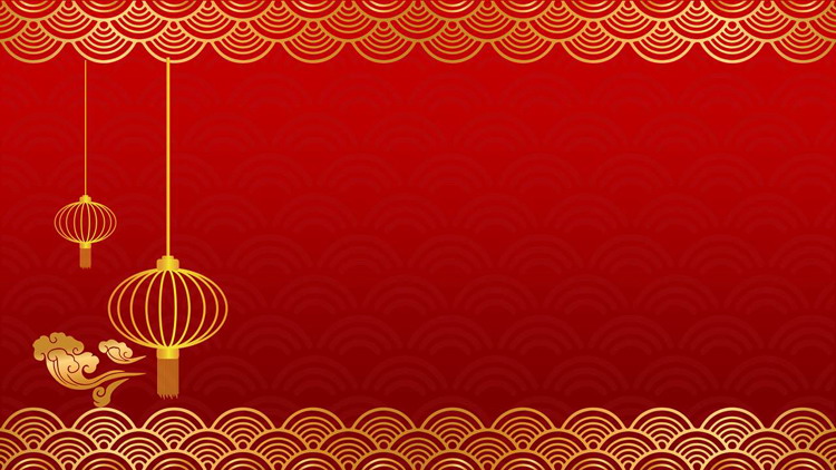 图片[2]-红底金色灯笼新年主题PPT背景图片-第一PPT