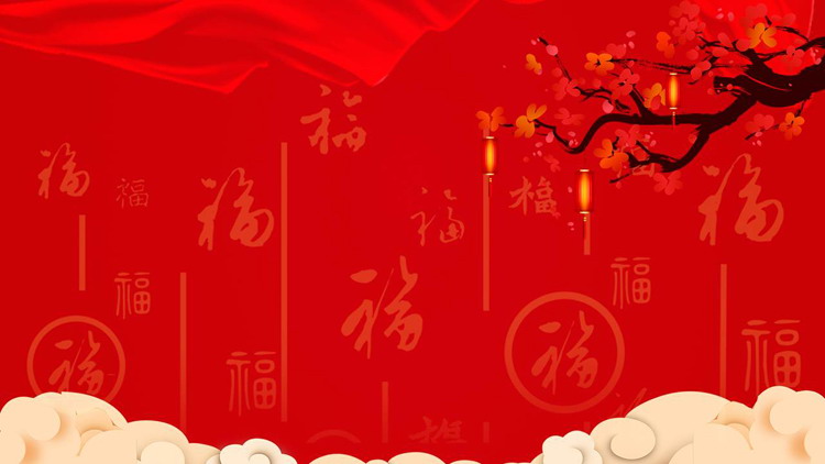 图片[3]-福字梅花新年PPT背景图片-第一PPT
