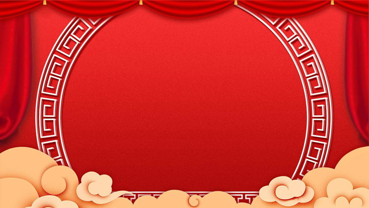 图片[1]-红色帷幕与祥云节日PPT背景图片-第一PPT