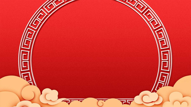 图片[3]-红色帷幕与祥云节日PPT背景图片-第一PPT