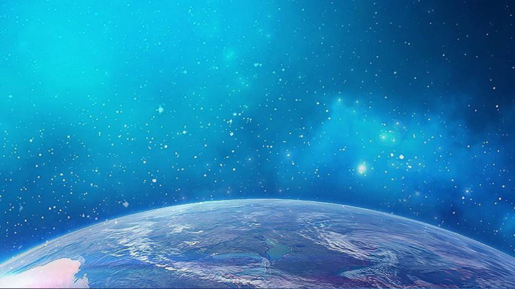 图片[1]-简约蓝色星空星球PPT背景图片-第一PPT