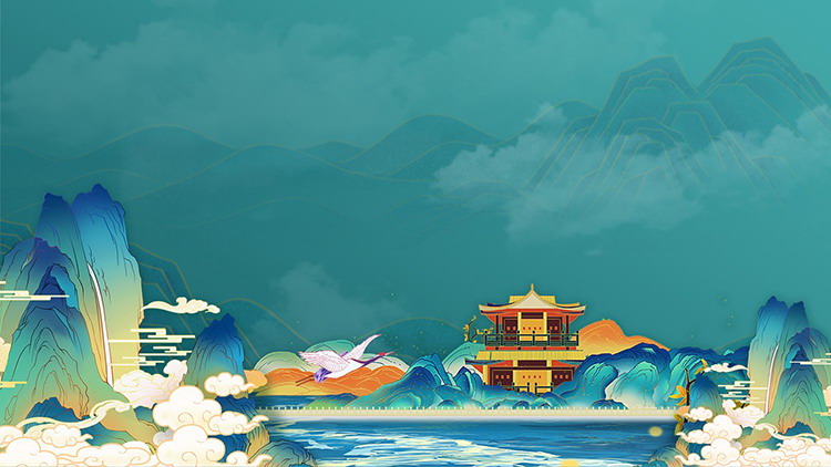 图片[2]-三张精美新中式群山古建筑PPT背景图片-第一PPT