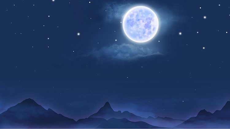 图片[1]-四张蓝色夜空与月亮PPT背景图片-第一PPT