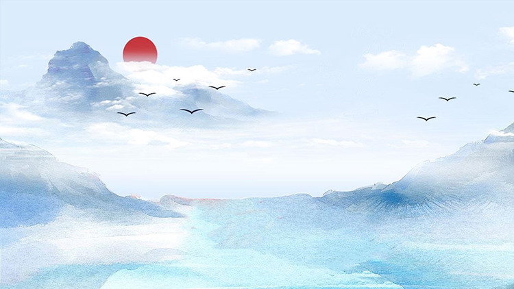 图片[1]-19张水墨山水群山PPT背景图片-第一PPT