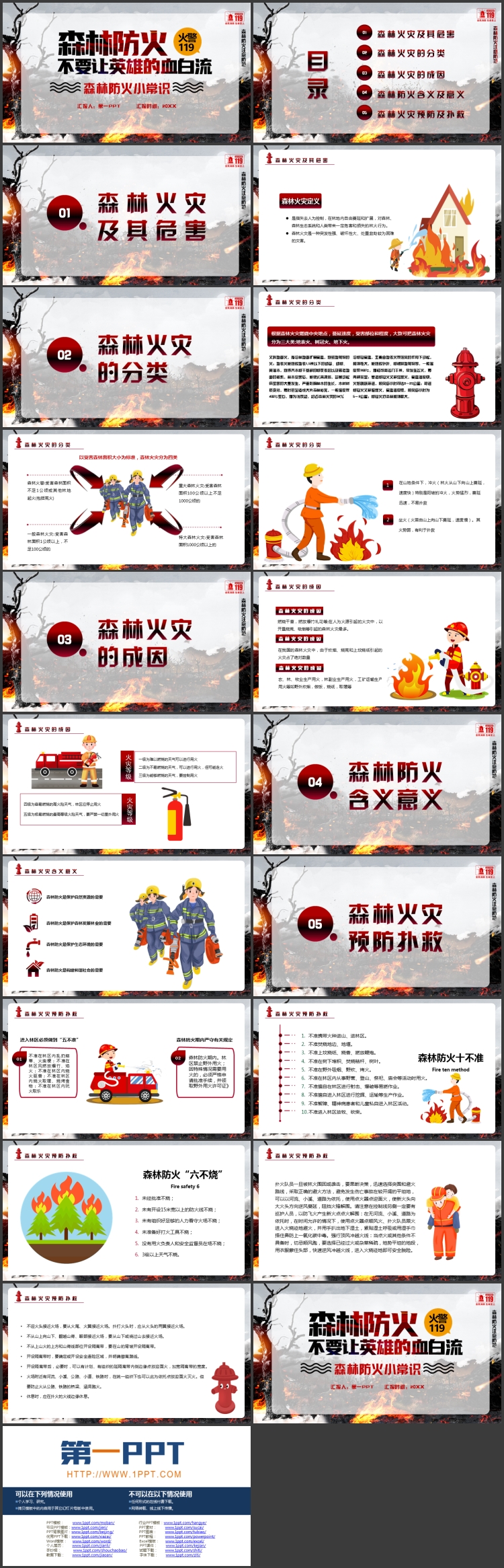 图片[2]-“森林防火不要让英雄的血白流”森林防火小常识PPT模板下载-第一PPT