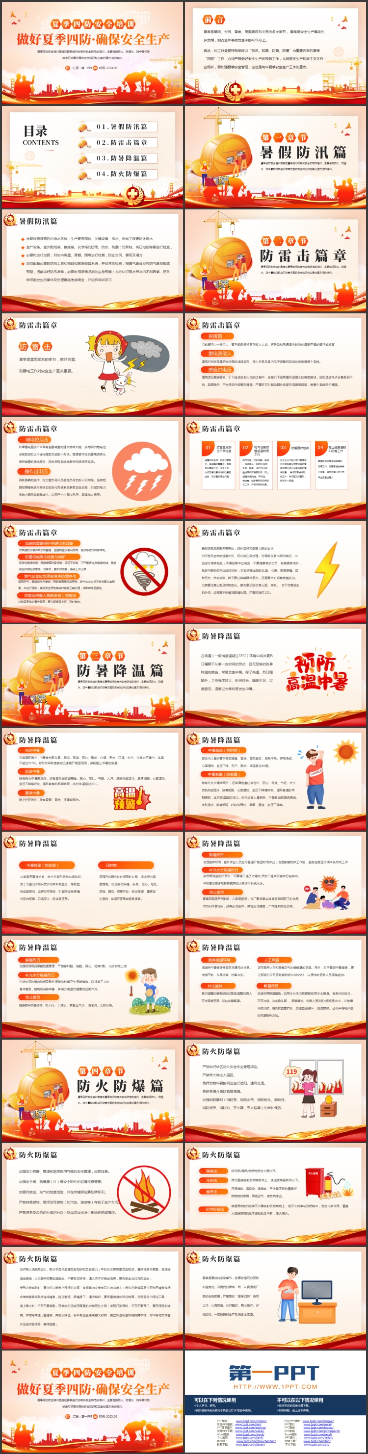 图片[2]-红橙配色“做好夏季四防确保安全生产”夏季四防安全培训PPT模板下载-第一PPT