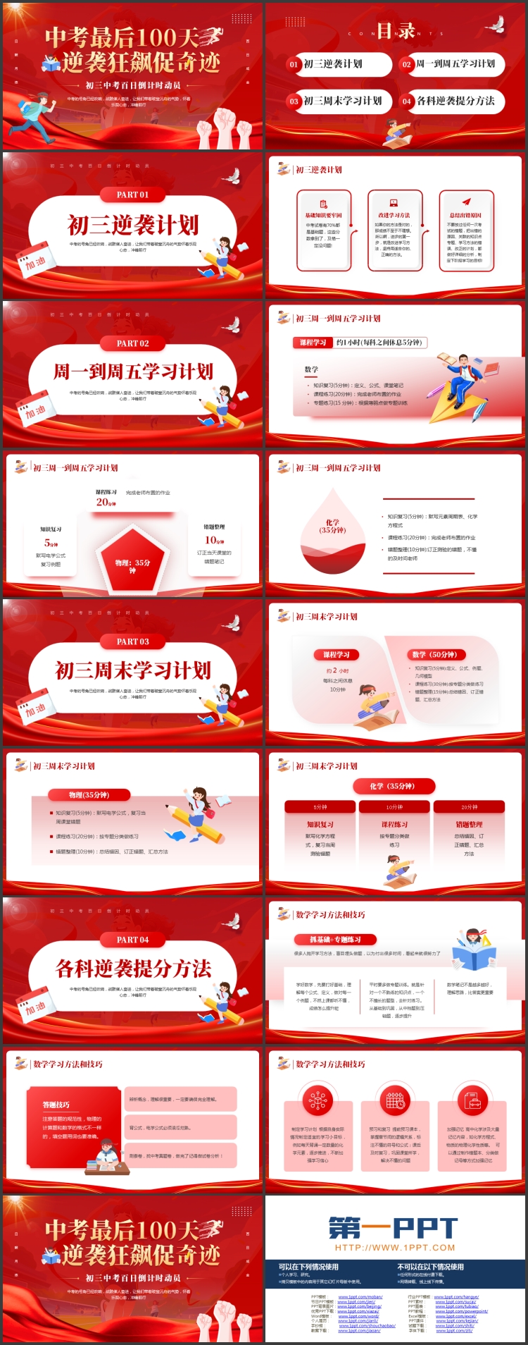图片[2]-“中考最后100天逆袭狂飙促奇迹”初三中考百日倒计时动员PPT模板下载-第一PPT