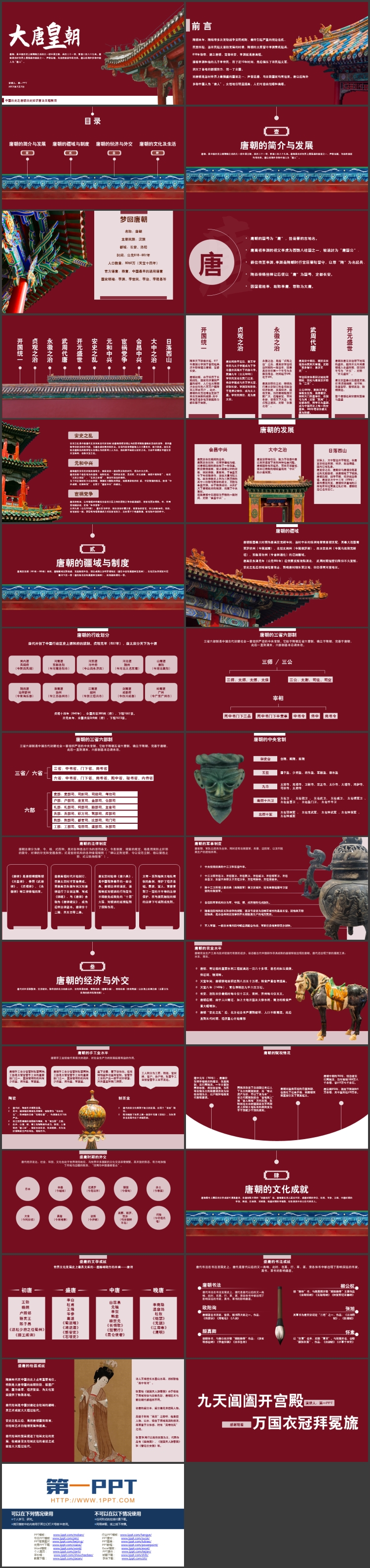 图片[2]-红色古典“大唐皇朝”中国历史之唐朝历史知识普及主题教育PPT模板-第一PPT