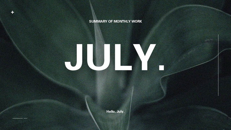 图片[1]-绿色叶子背景的“JULY”欧美风商务汇报PPT模板下载-第一PPT
