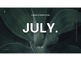 绿色叶子背景的“JULY”欧美风商务汇报PPT模板下载-第一PPT