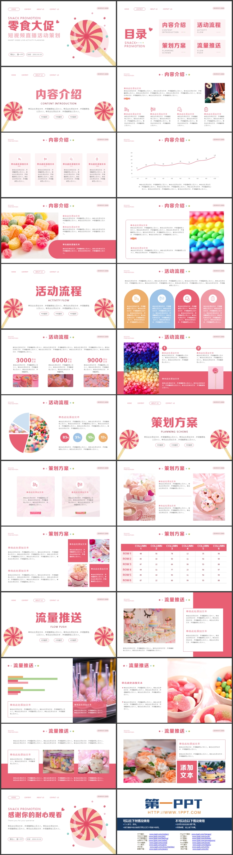 图片[2]-粉色卡通糖果背景的“零食大促”短视频直播活动策划PPT模板下载-第一PPT