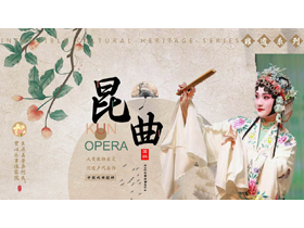 古典戏曲人物背景的昆曲文化介绍PPT模板-第一PPT