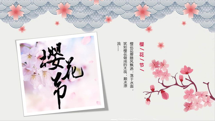 唯美素雅樱花背景的樱花节PPT模板-第一PPT
